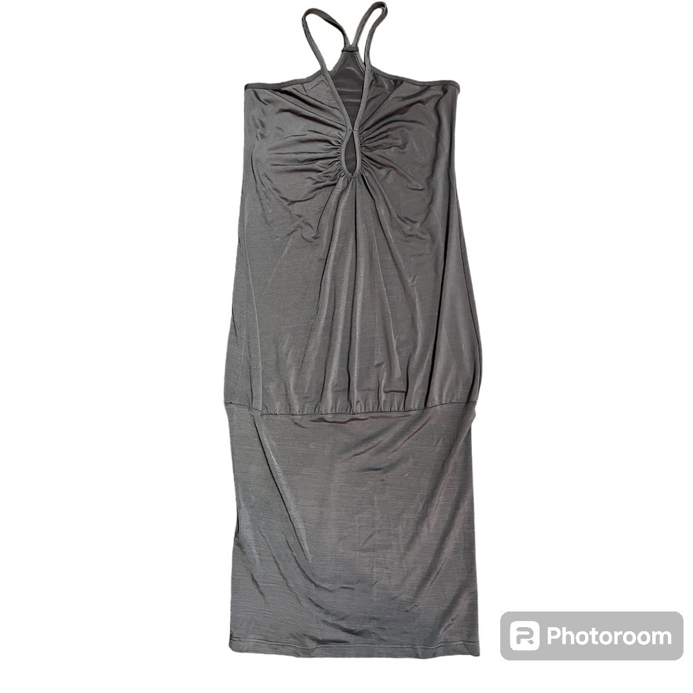 Charlotte Russe Dark Gray Racerback Tunic Dress With Front Cutout Size S